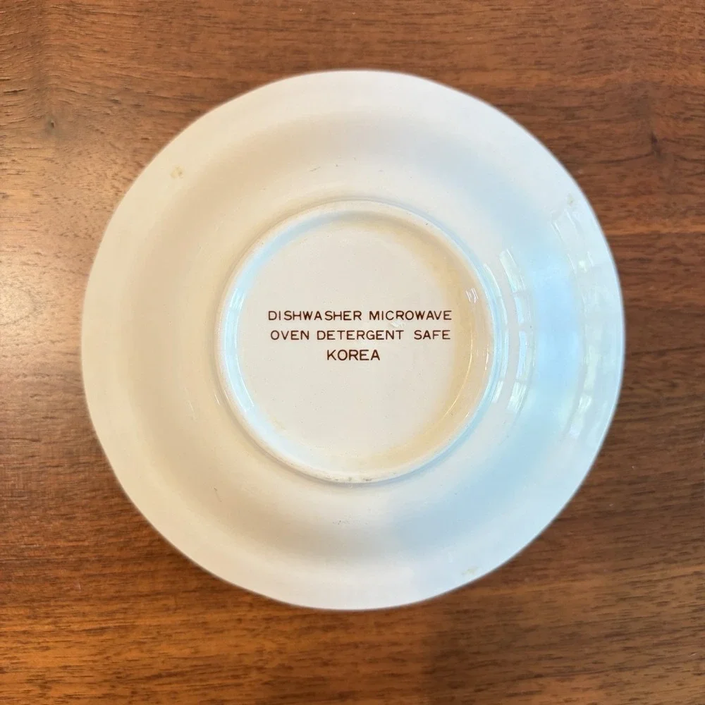 Korea Cereal Bowl Pink Floral Scalloped Edge 7 1/4